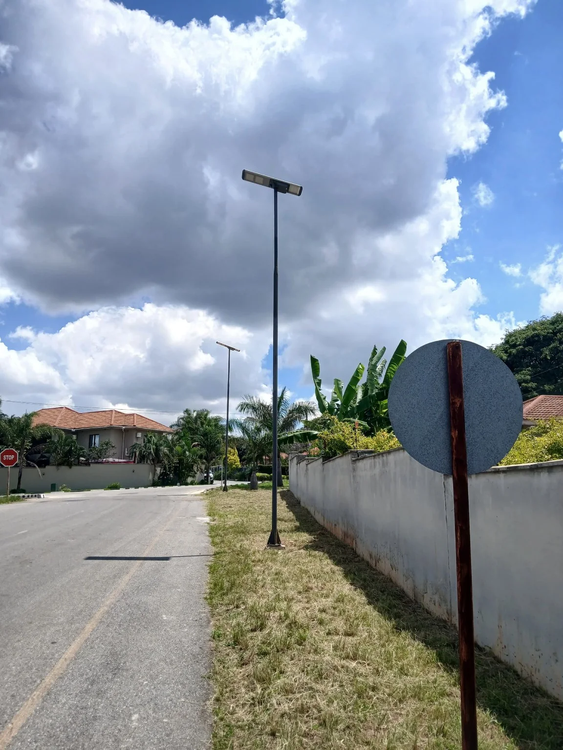 Completed solar street light installation
