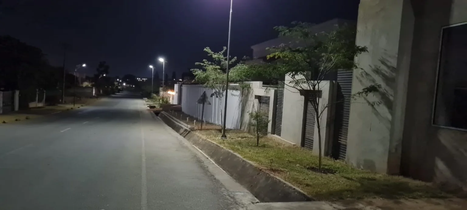 Solar street lights operating at night