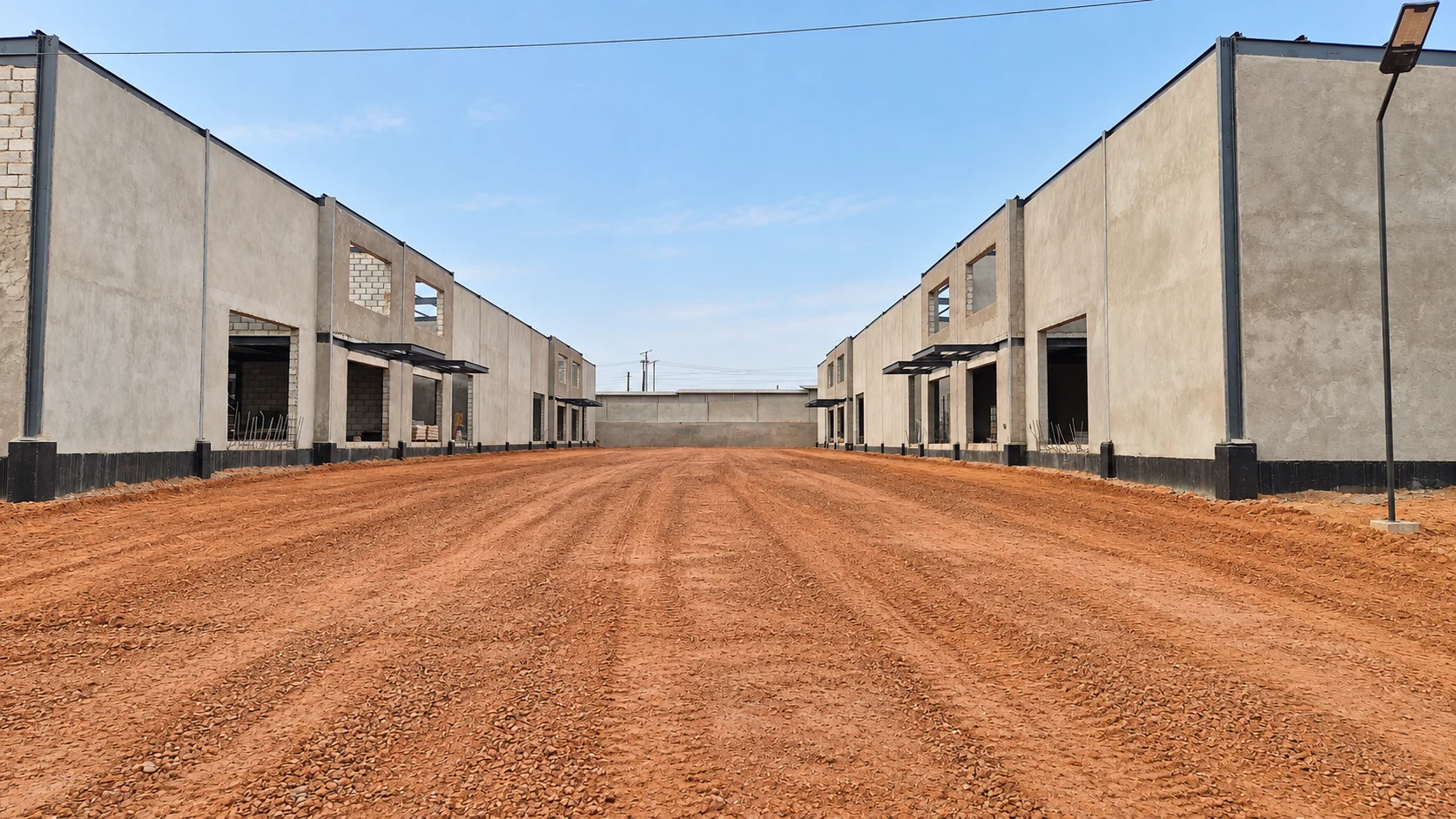 The Block central access court during construction