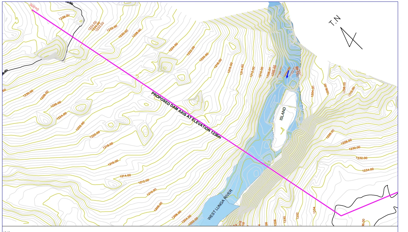 West Lunga Hydropower Cascade layout and dam-axis study